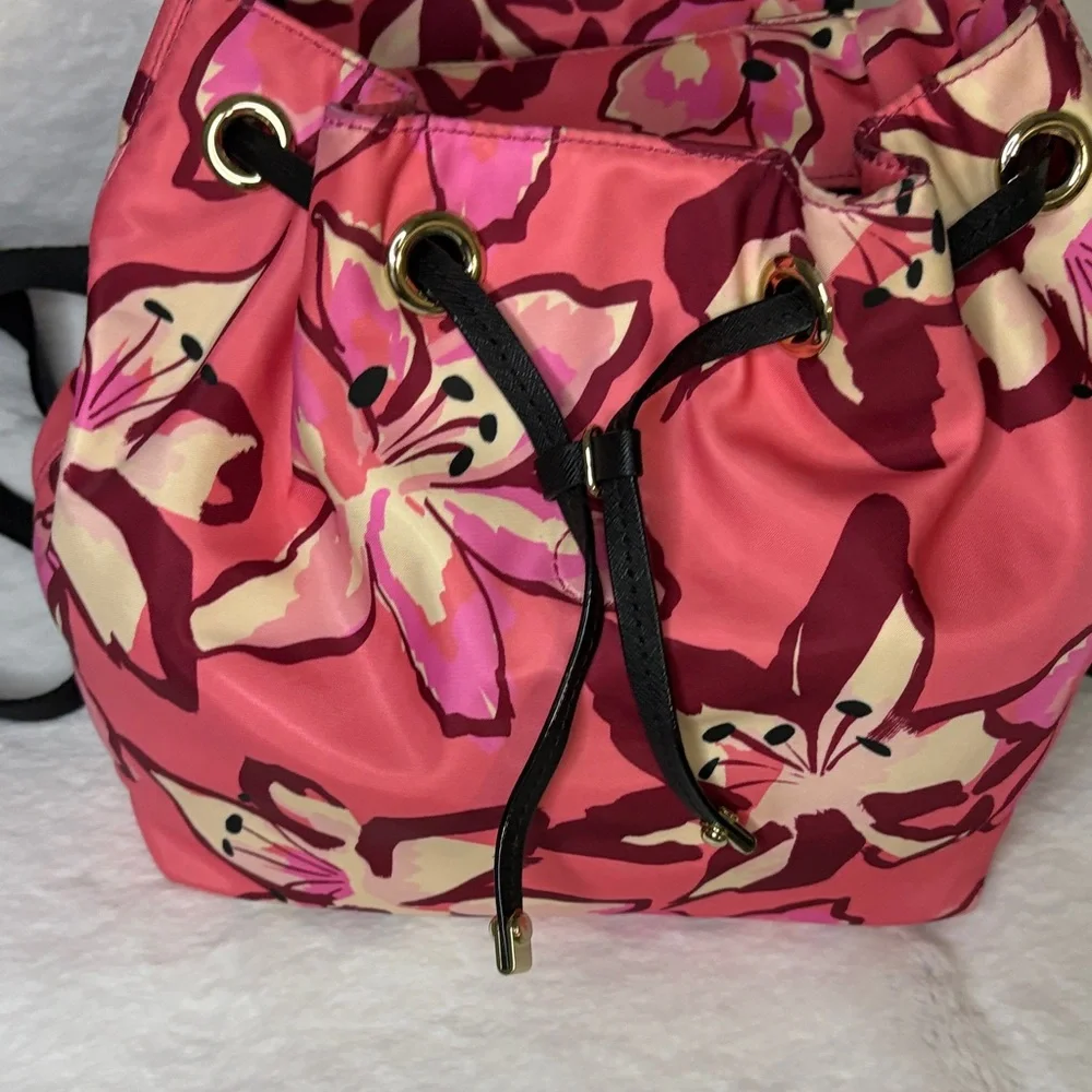 Kate Spade Nylon Vibrant Pink Floral Backpack EUC - Picture 4 of 8